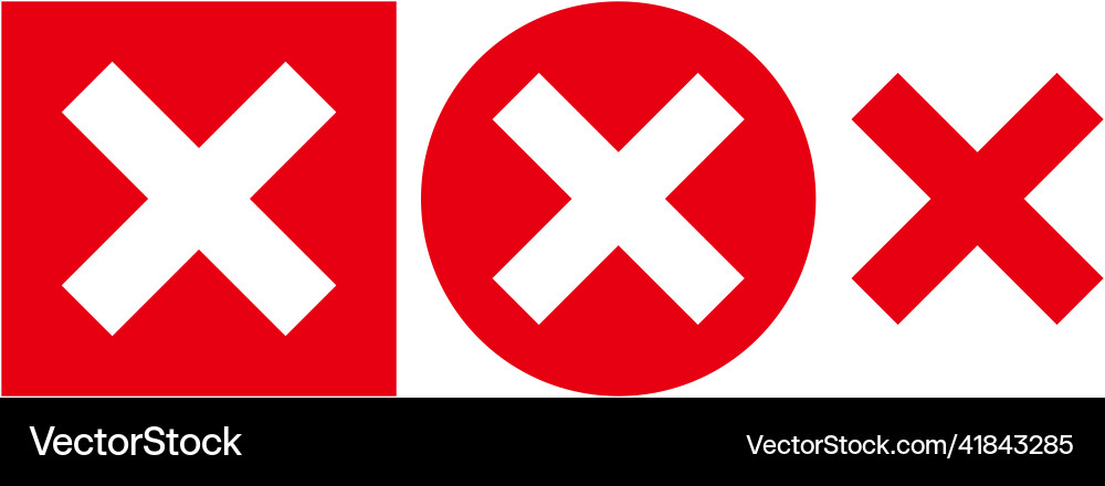 Set of cross mark icons in various styles Set of cross mark icons in various styles Vector Image