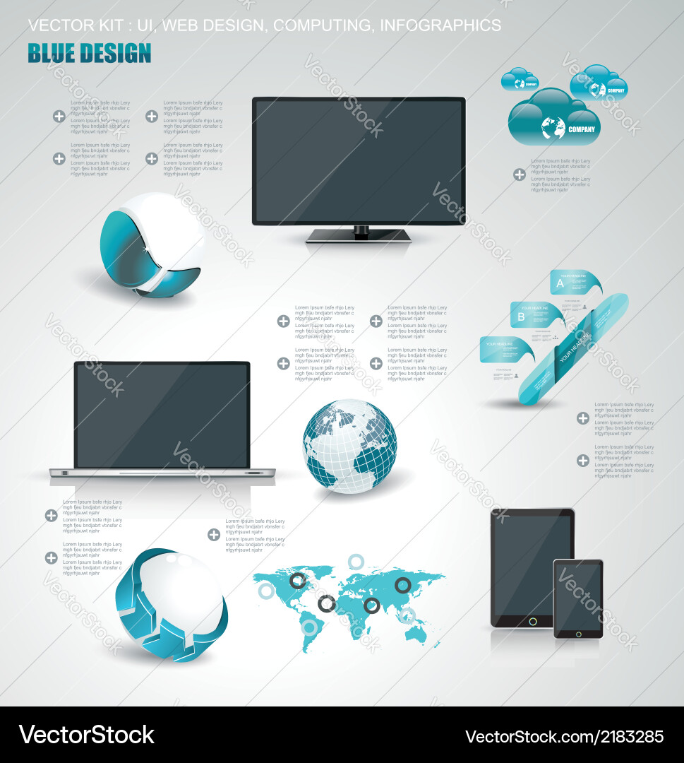 Set of web icons and business abstract symbols vector image