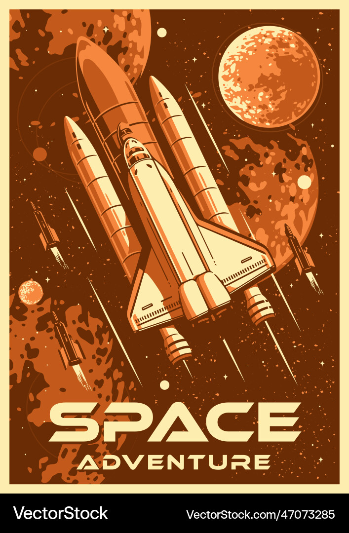 Space Abenteuer Vintage Poster monochrom Space Abenteuer Vintage Poster monochrom vektorbild