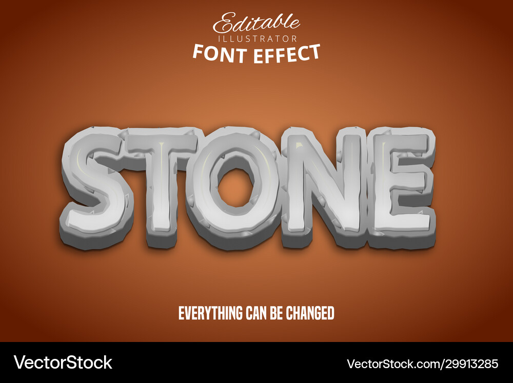Stone text editable font effect Vector Image