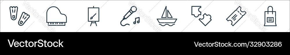 Activities line icons linear set quality Activities line icons linear set quality vector image