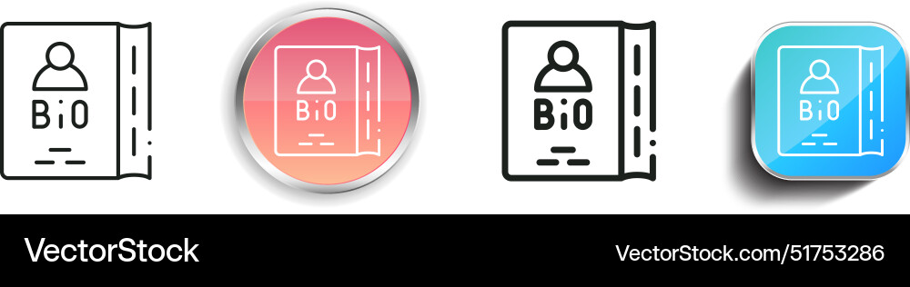 Biography icon thin linear regular and button Vector Image