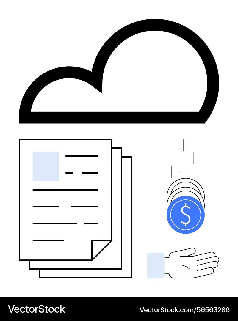 Cloud storage with document management and digital Cloud storage with document management and digital vector image