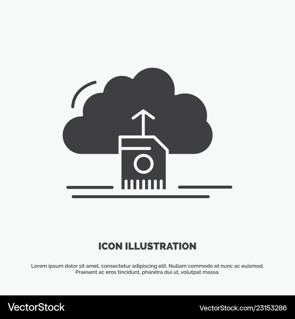 Cloud upload save data computing icon glyph gray Cloud upload save data computing icon glyph gray vector image
