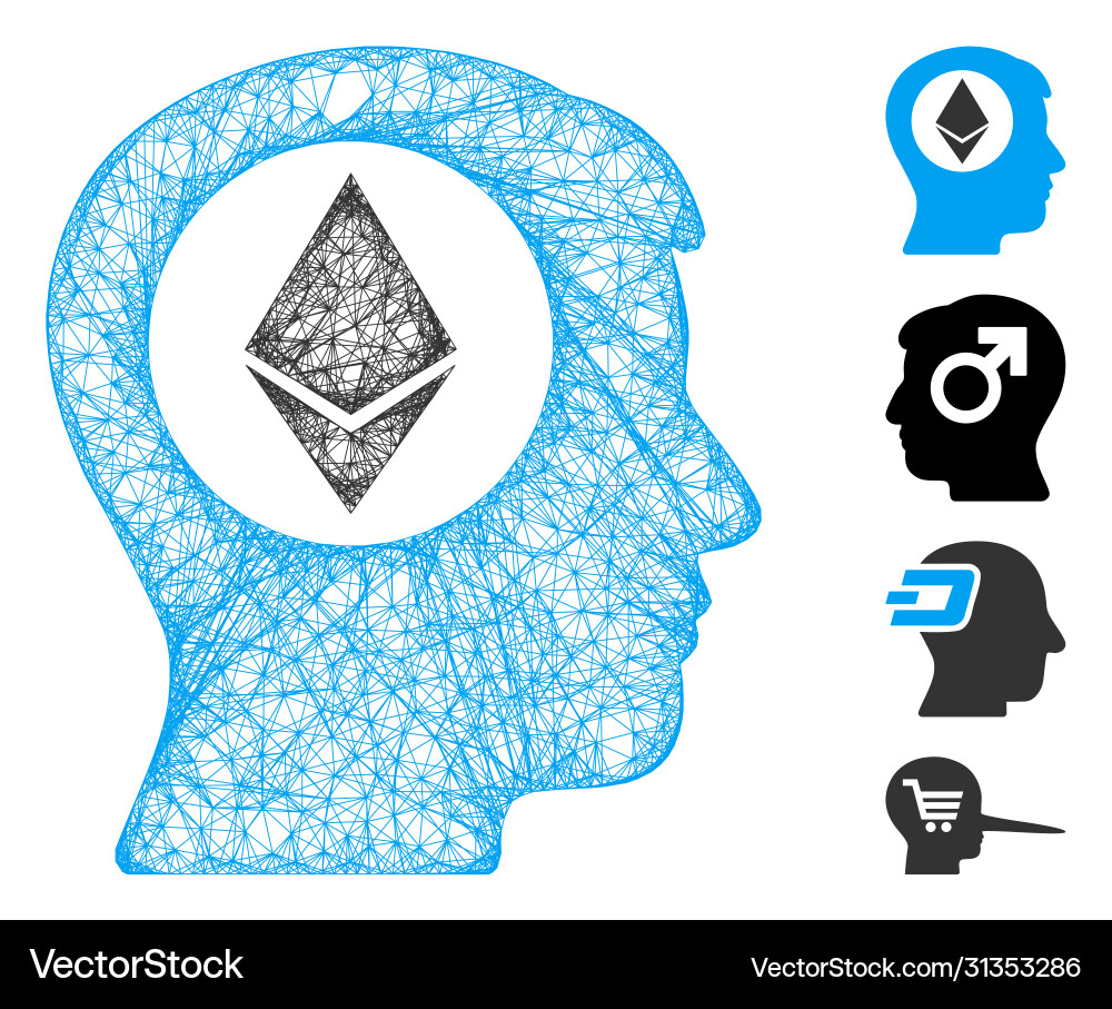 Ethereum mind web mesh Vector Image