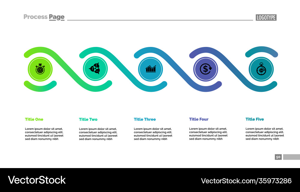 Five elements process chart template vector image