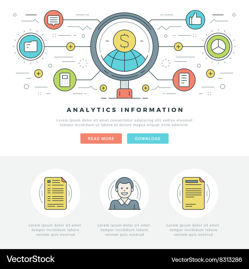 Flat line business concept web site header vector image