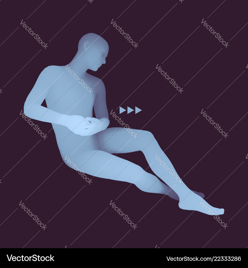 Man in a thinker pose 3d model of Man in a thinker pose 3d model of vector image