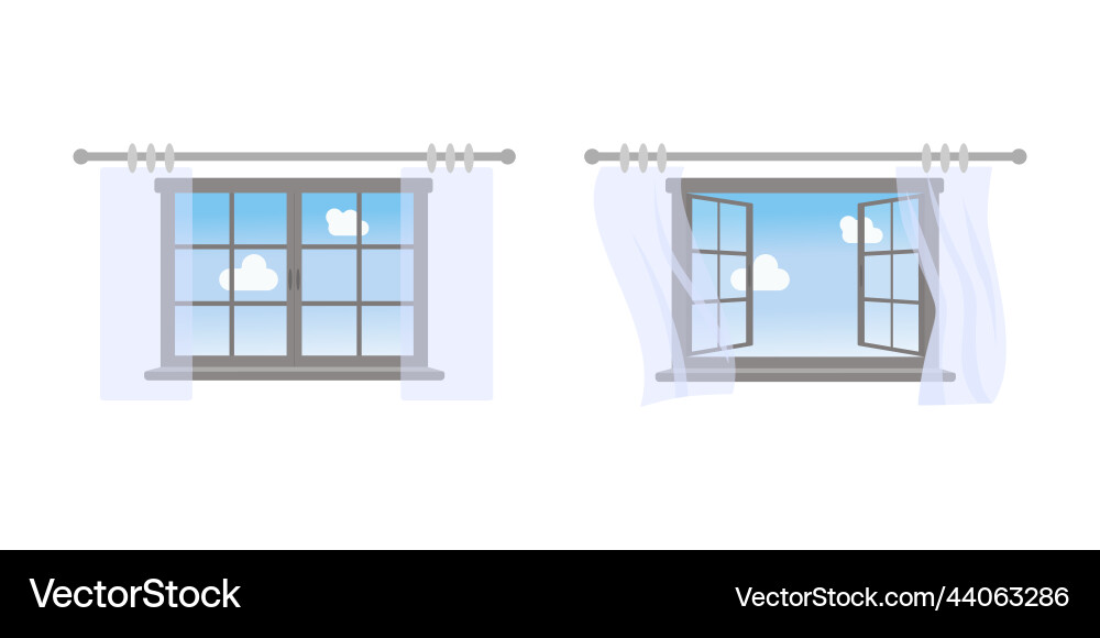 Open and closed window on white background Open and closed window on white background Vector Image