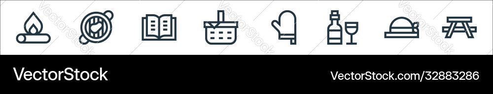 Picnic line icons linear set quality Vector Image