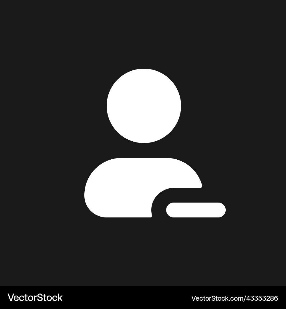Remove contact dark mode glyph ui icon Remove contact dark mode glyph ui icon vector image