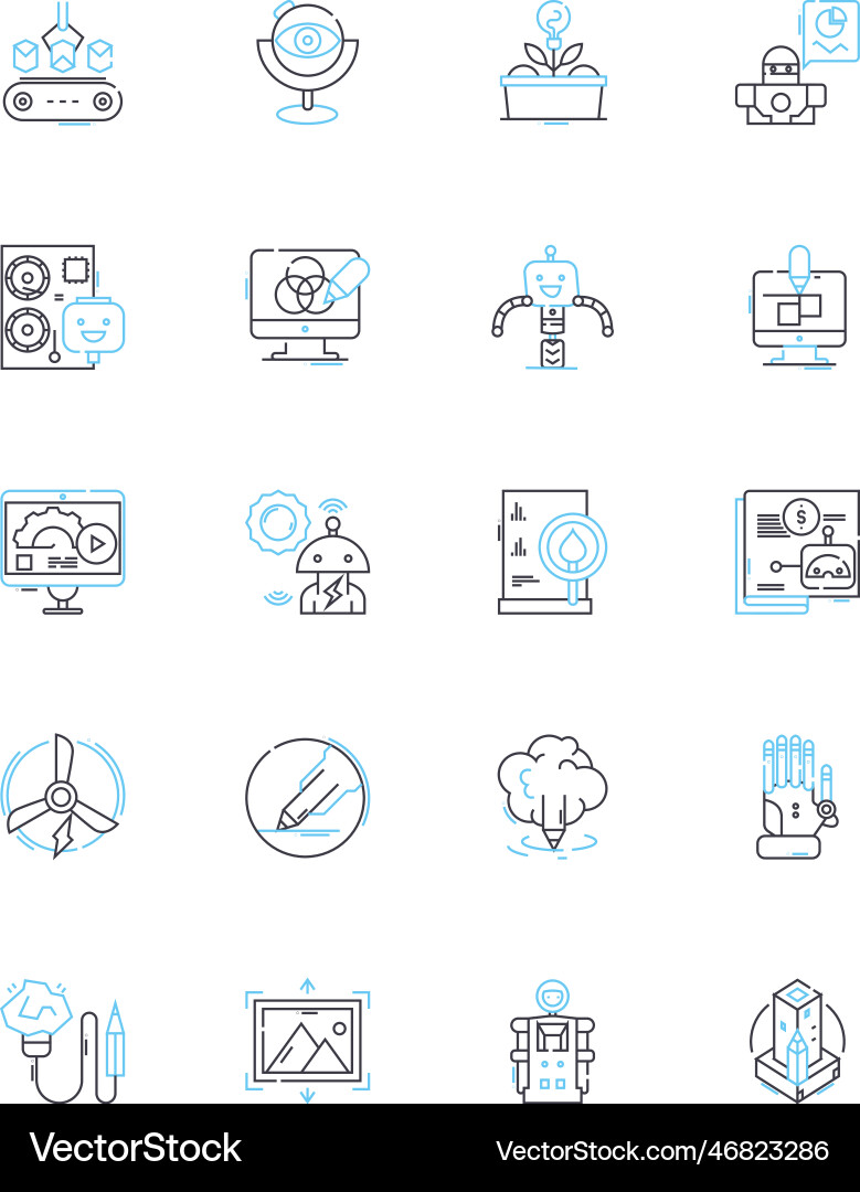 Self-reliant robots linear icons set autonomous Self-reliant robots linear icons set autonomous Vector Image
