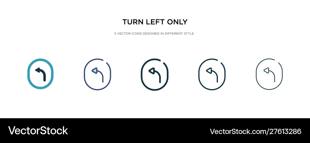 Turn left only icon in different style two Turn left only icon in different style two vector image