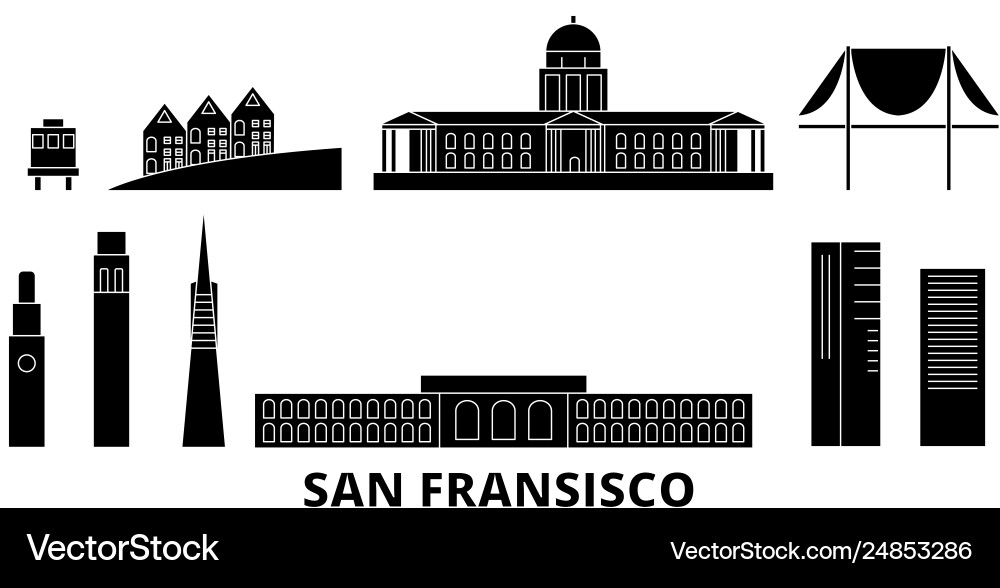 Vereinigte Staaten san francisco Flat travel skyline Vereinigte Staaten san francisco Flat travel skyline vektorbild