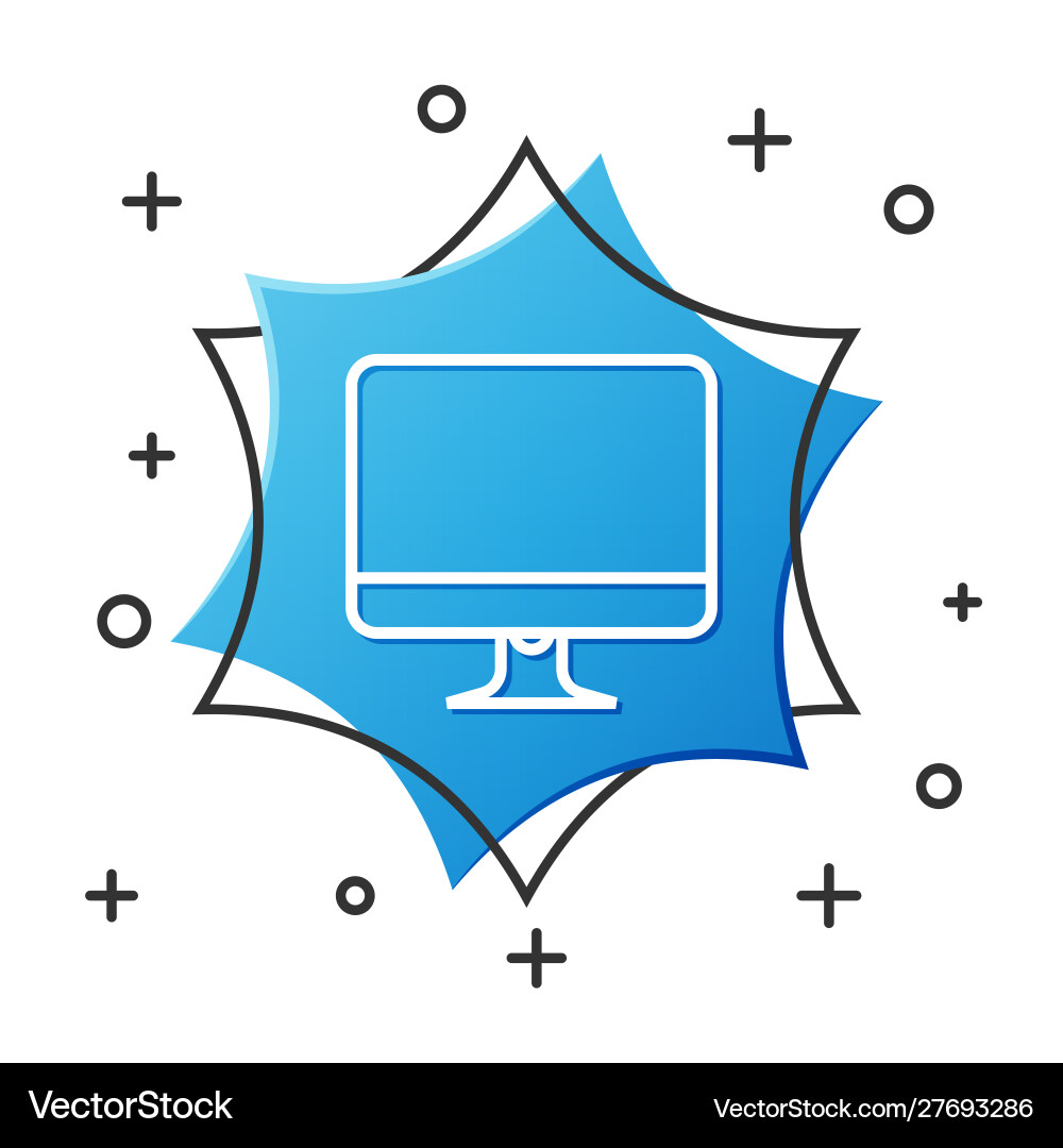 White line computer monitor screen icon isolated Vector Image