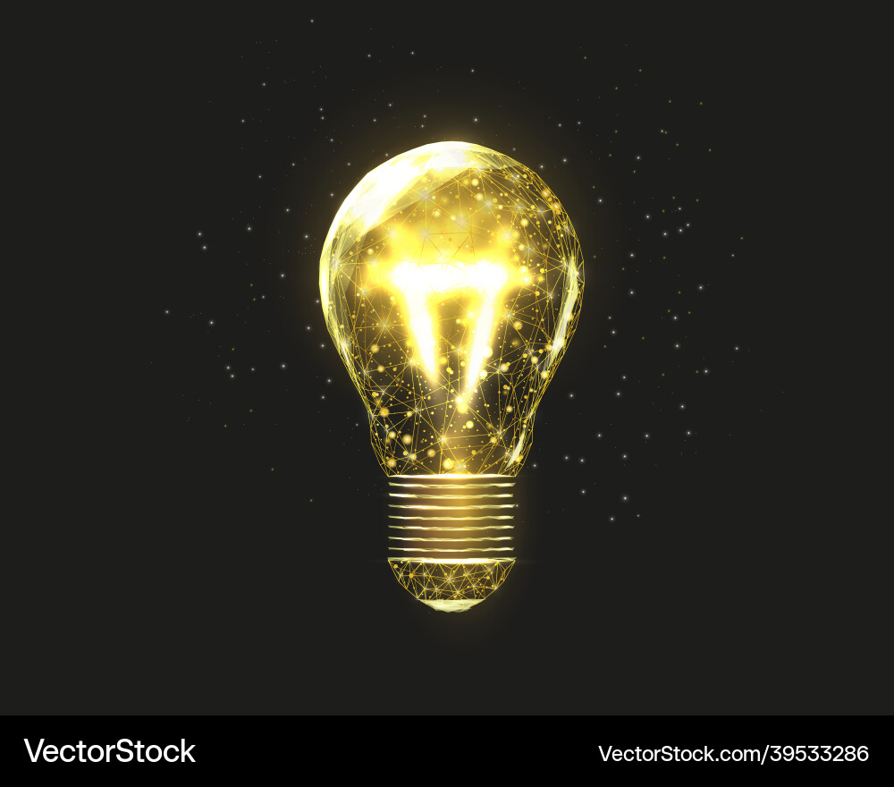 Wireframe polygonal lightbulb vector image