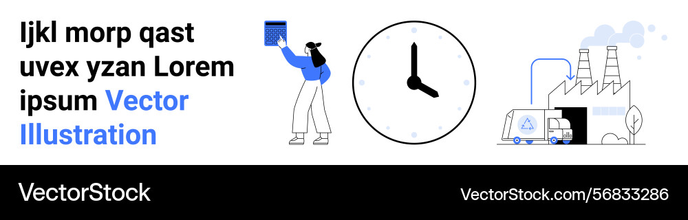 Worker organizing tasks with clock and industrial Worker organizing tasks with clock and industrial vector image