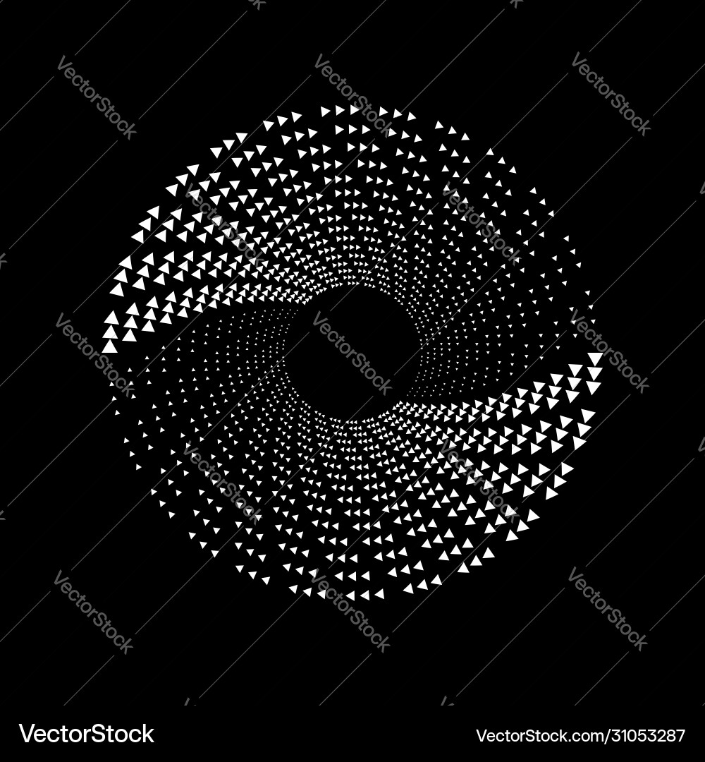 Abstract white tiny triangles in round form vector image