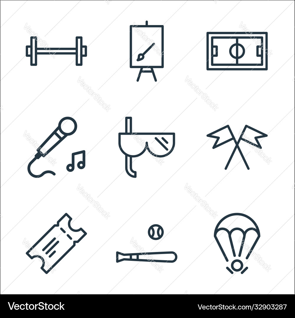 Activities line icons linear set quality Activities line icons linear set quality vector image