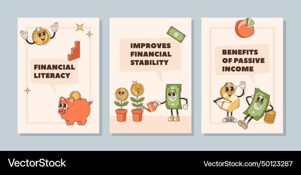 Banner zeigen Retro Cartoon groovy Geld Banner zeigen Retro Cartoon groovy Geld vektorbild