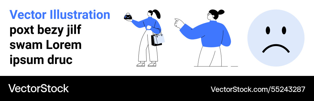 Characters analyzing a problem with sad face vector image