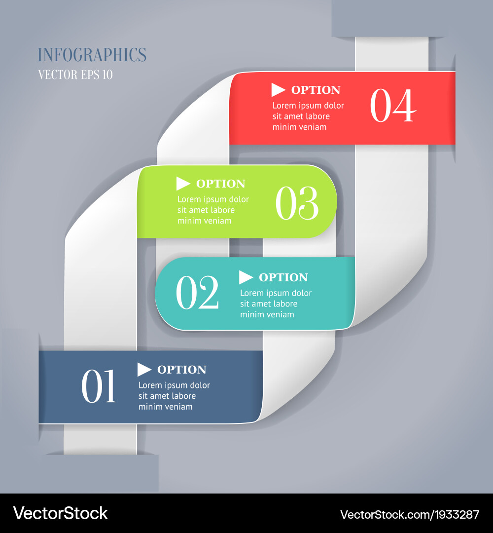 Colored bended lines with numbers vector image