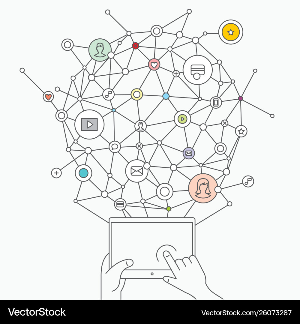 Computer in hand and internet Computer in hand and internet vector image