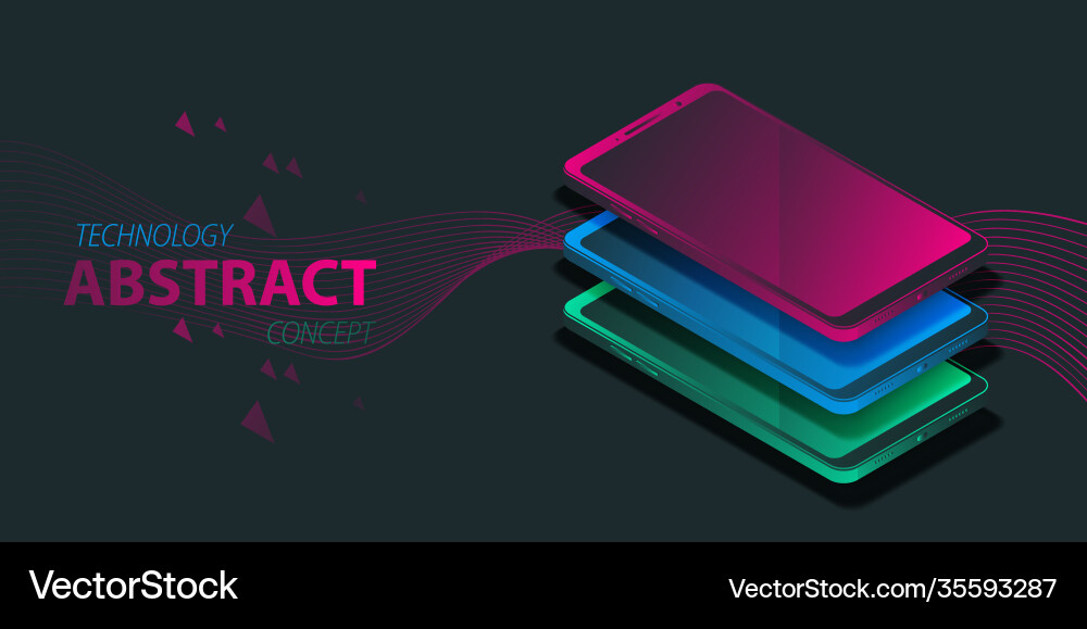 Gradient modern isometric digital device mock up Gradient modern isometric digital device mock up vector image