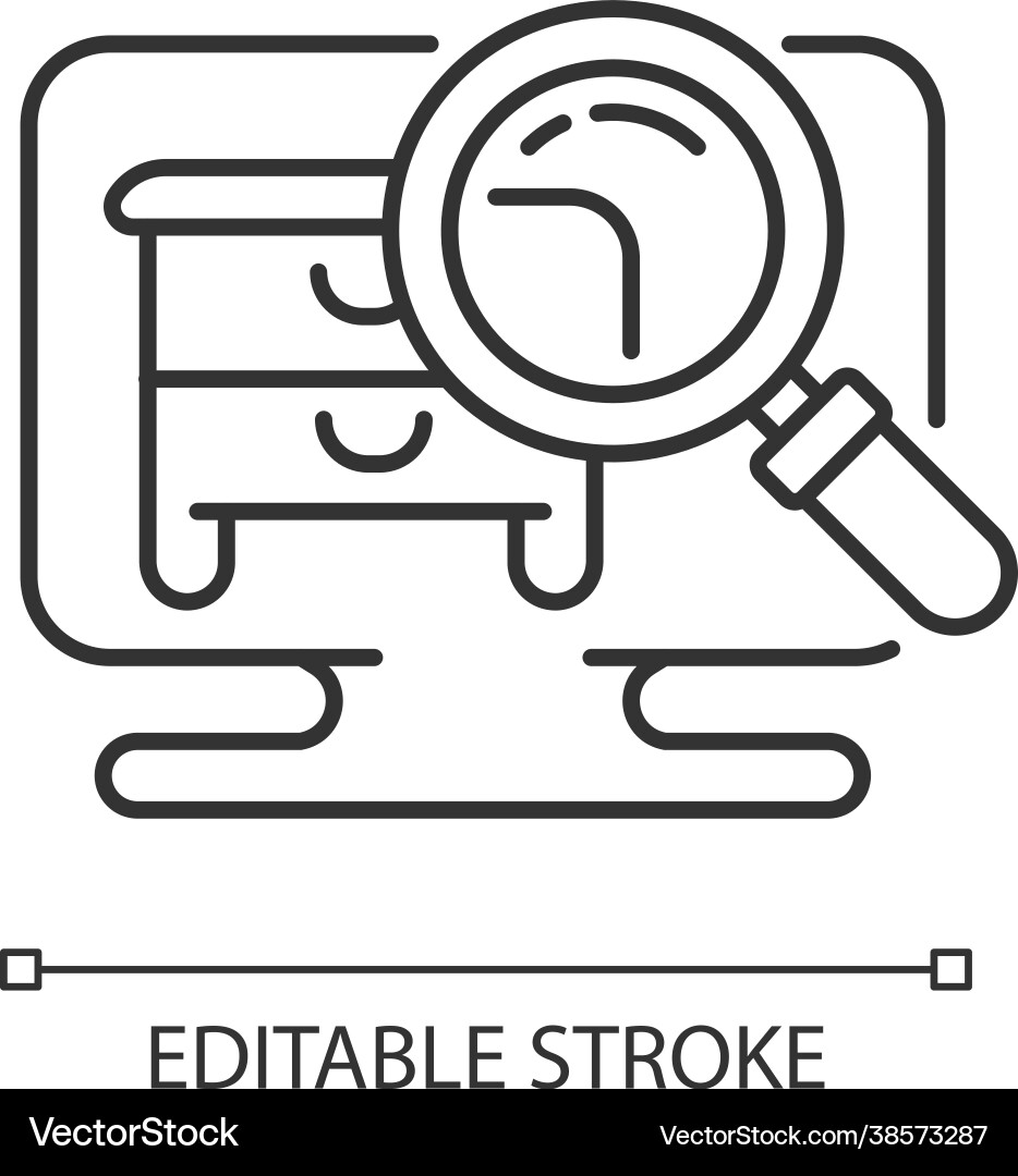 Hidden object game linear icon Hidden object game linear icon vector image
