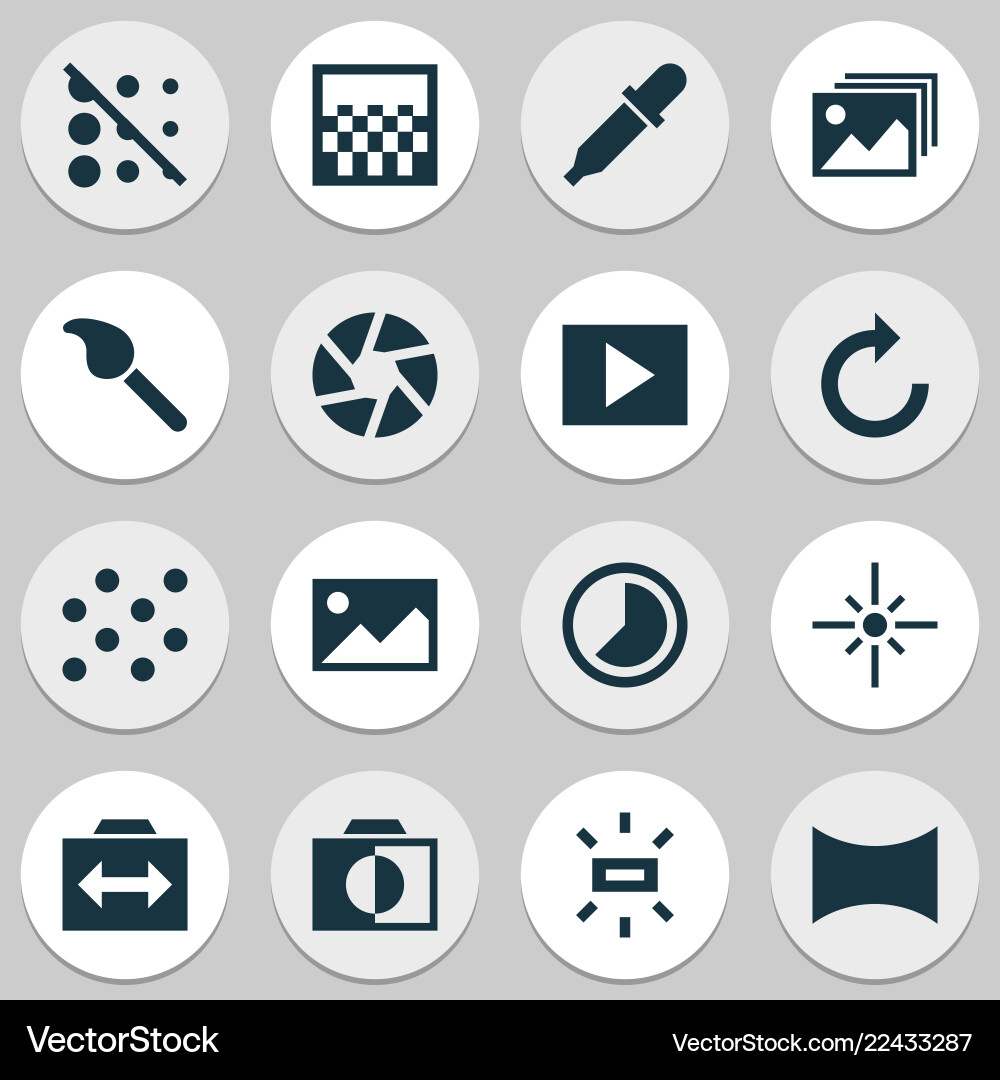 Image icons set with slideshow shutter timelapse Image icons set with slideshow shutter timelapse vector image