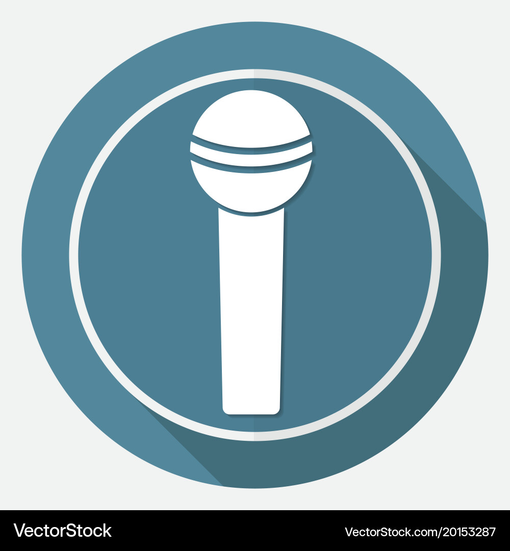 Microphone icon on white circle with a long shadow Vector Image