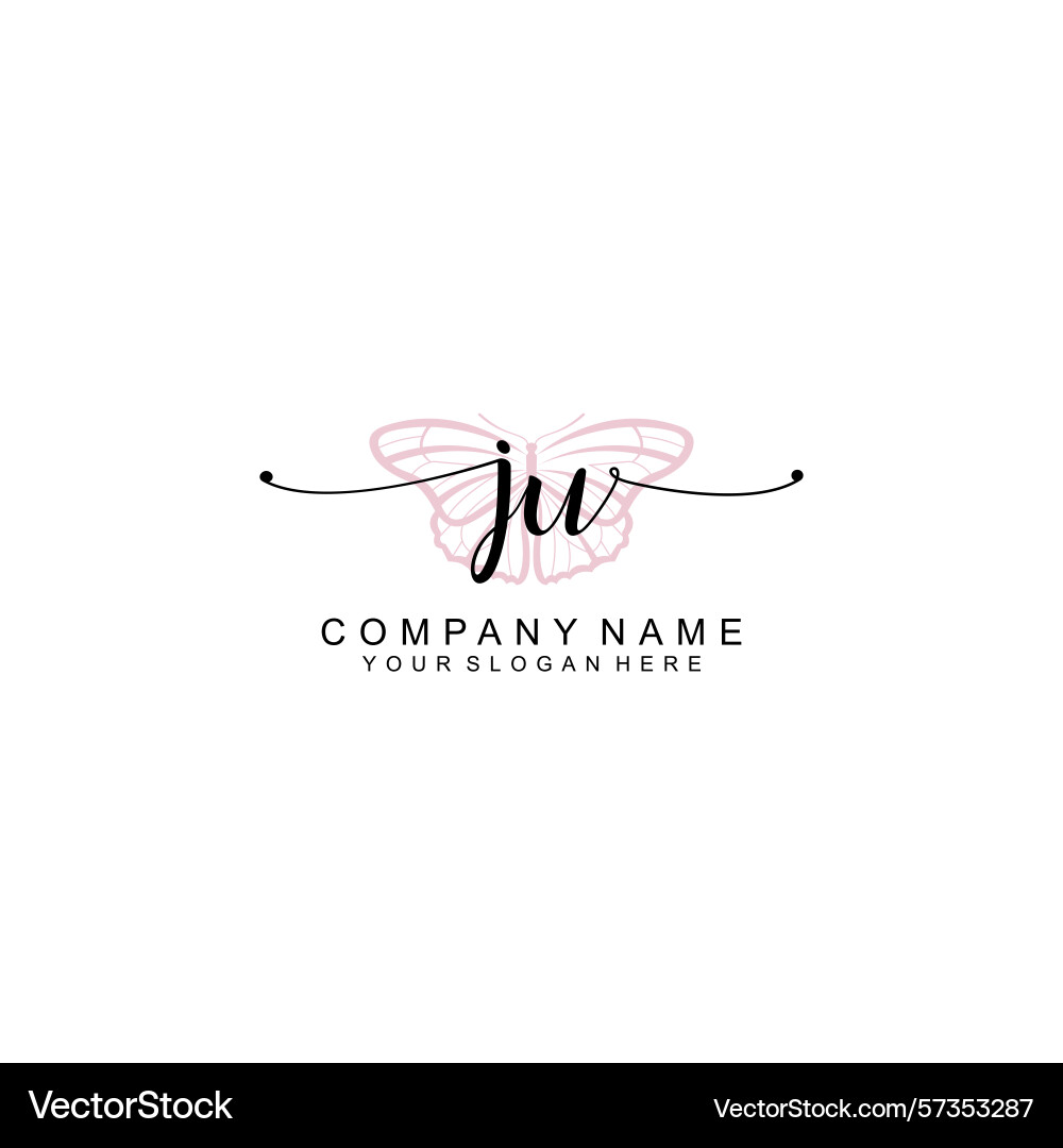 Minimalist handwritten ju initial logos with soft Vector Image
