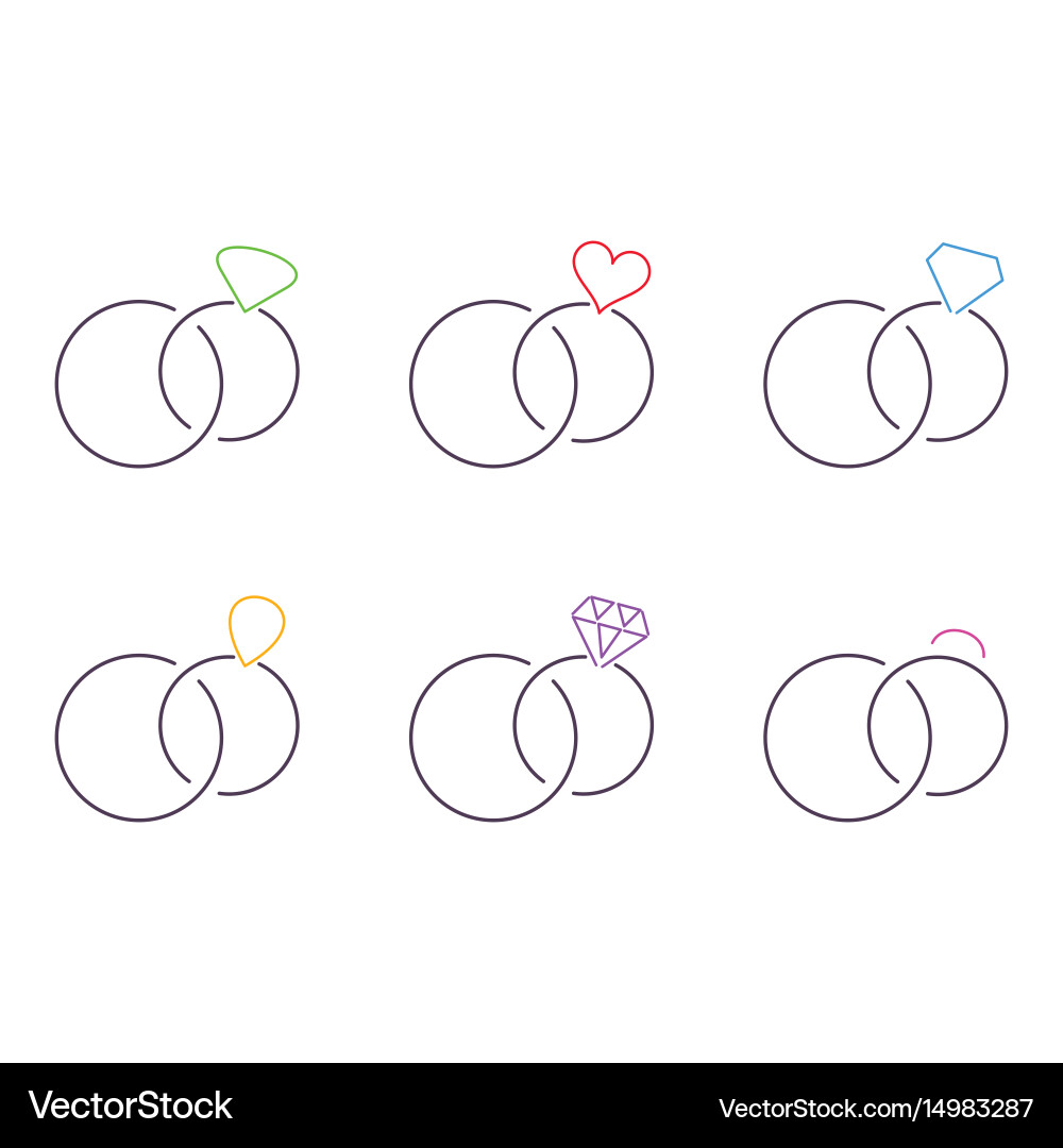 Minimalist Wedding Ring Symbols Vector Image