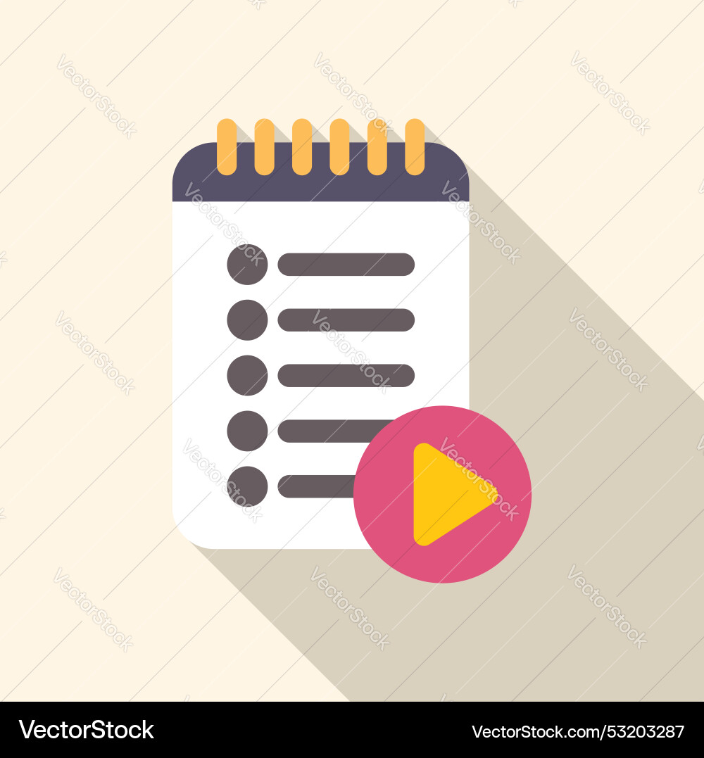 Notepad showing playlist with play button Notepad showing playlist with play button vector image