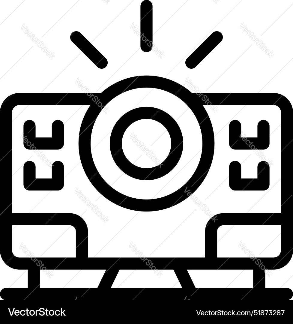 Projector displaying presentation with light Vector Image