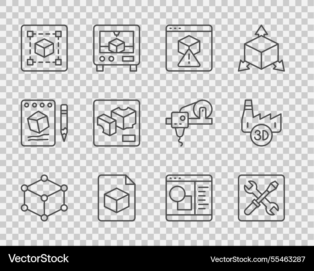 Set line isometric cube 3d printer setting file Set line isometric cube 3d printer setting file vector image