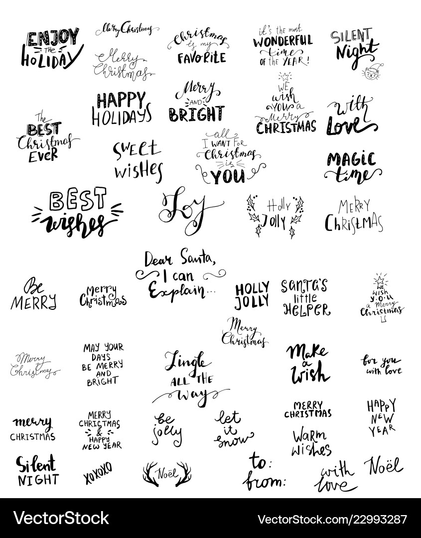 Set of christmas lettering handwritten Set of christmas lettering handwritten vector image
