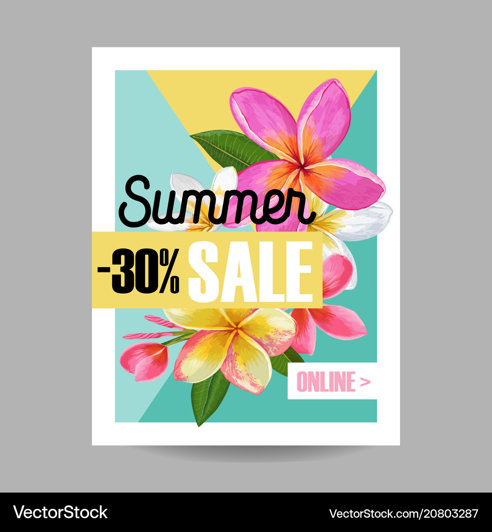 Summer sale floral banner seasonal discount ads Summer sale floral banner seasonal discount ads vector image