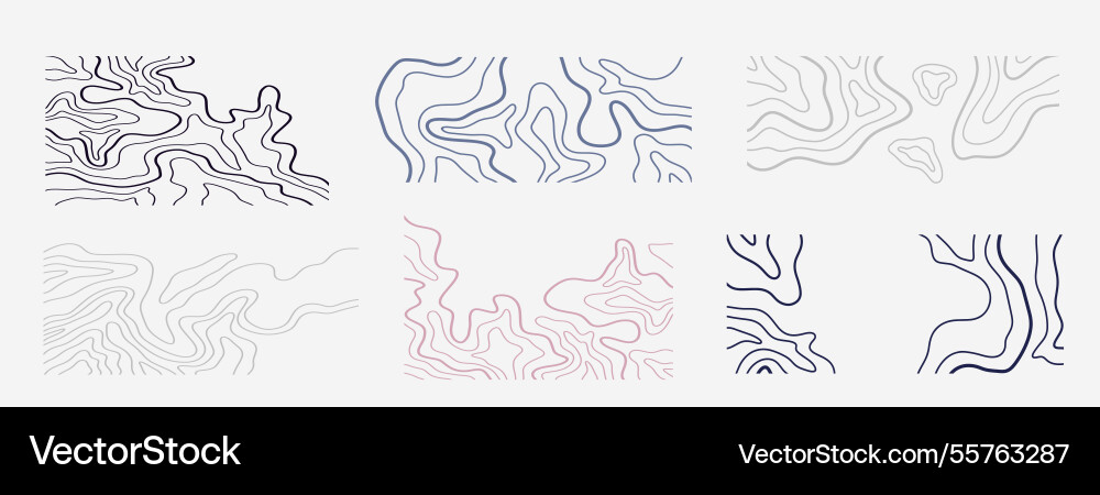 Topography map shapes abstract wavy lines set Topography map shapes abstract wavy lines set vector image