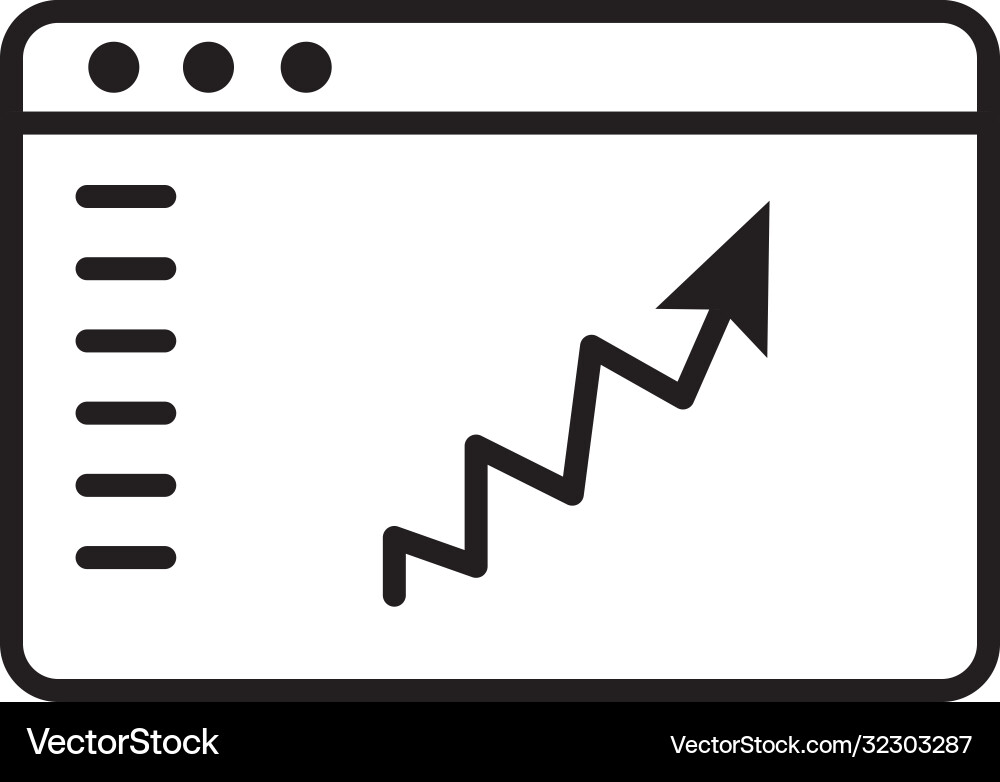 Webseite mit Pfeil Statistikzeilenstil Webseite mit Pfeil Statistikzeilenstil vektorbild