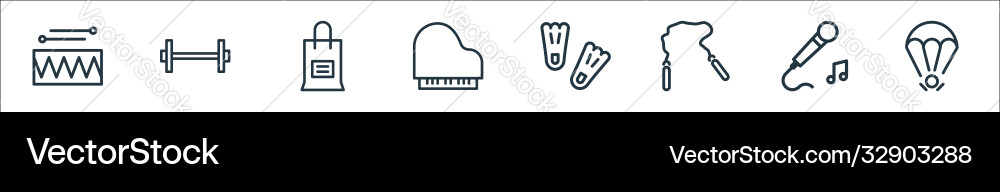Activities line icons linear set quality Activities line icons linear set quality Vector Image