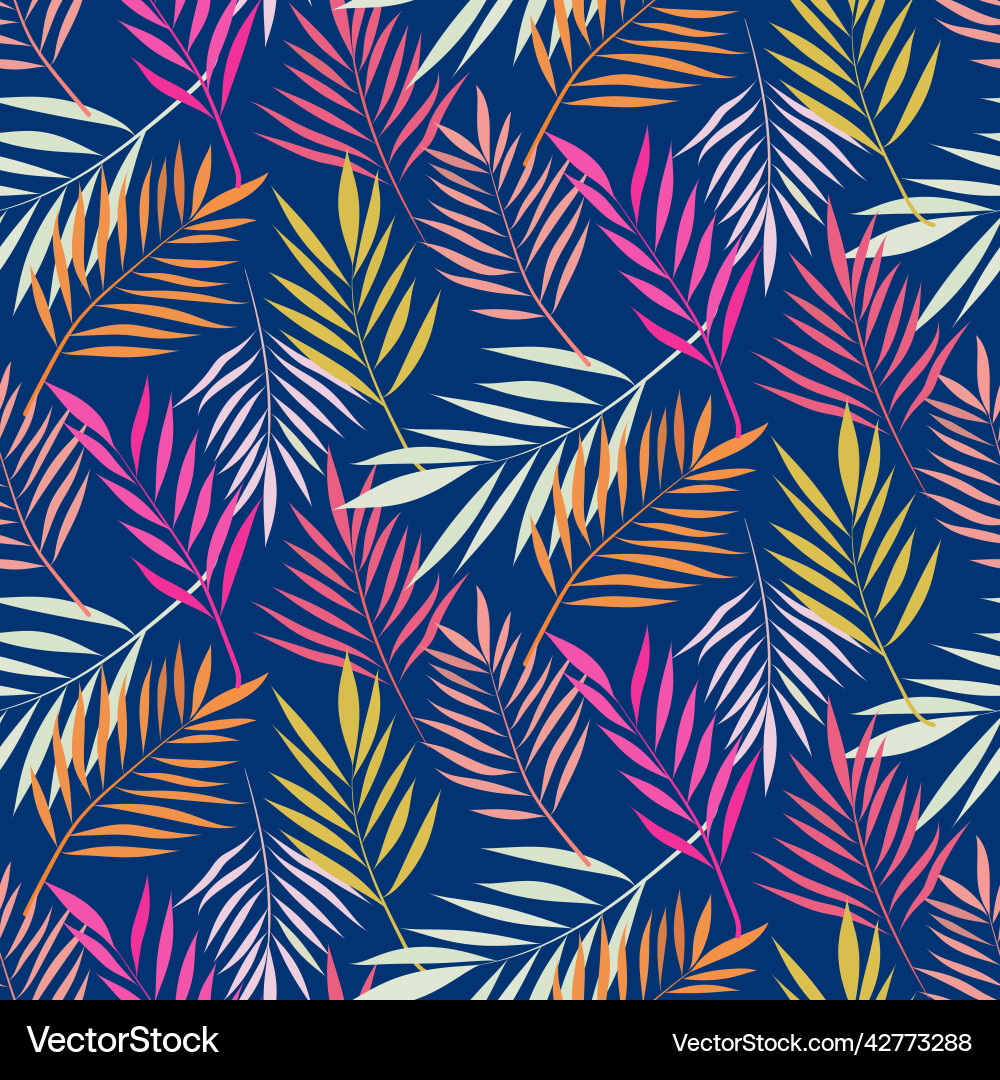 Colorful tropical palm leaves seamless pattern Colorful tropical palm leaves seamless pattern vector image