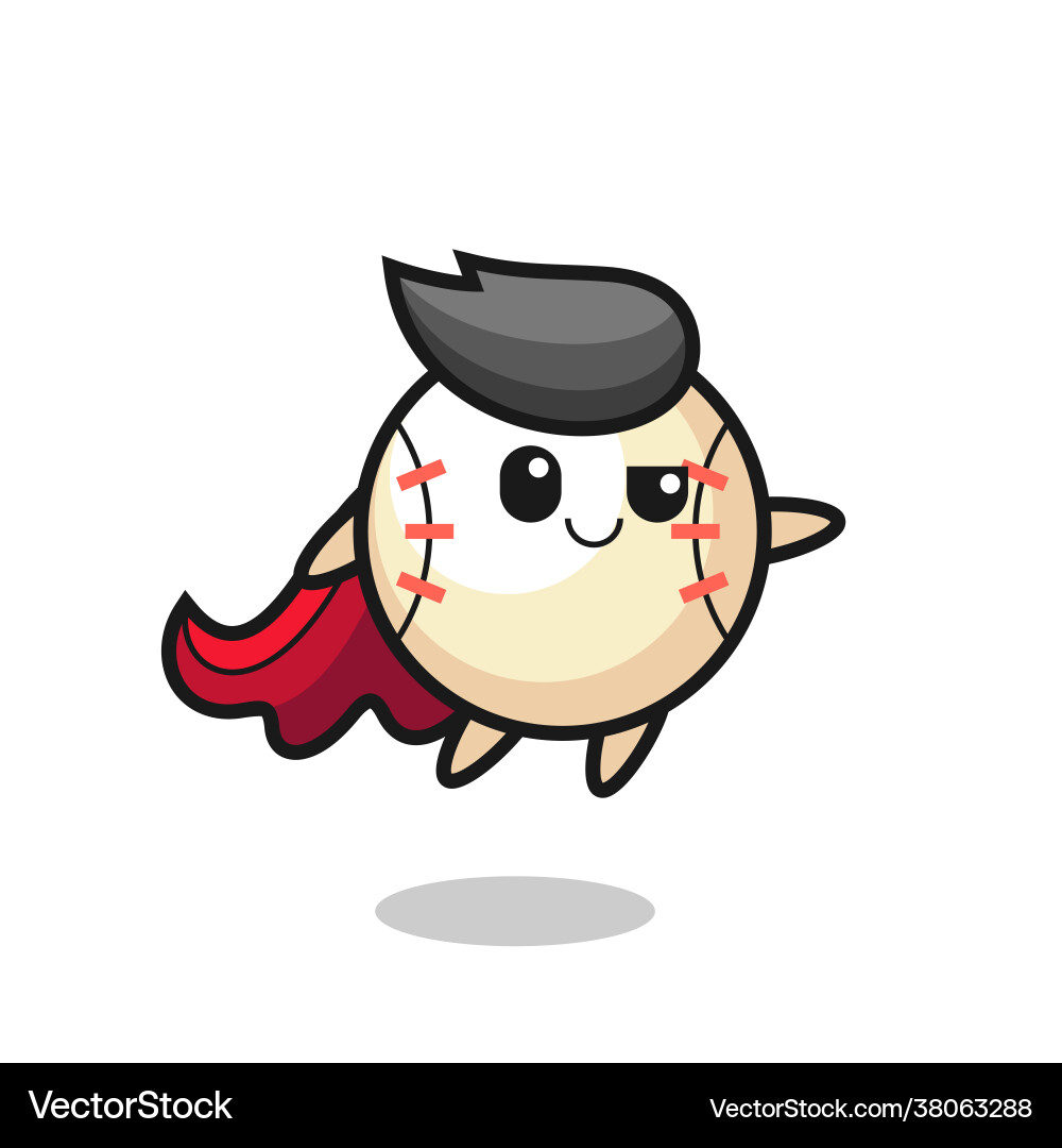 Cute baseball superhero character is flying Cute baseball superhero character is flying vector image