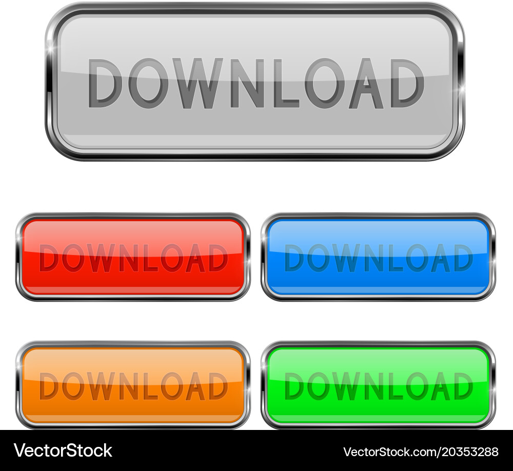 Download Knöpfe Glas 3D-Symbole mit Chromrahmen Vektorbild
