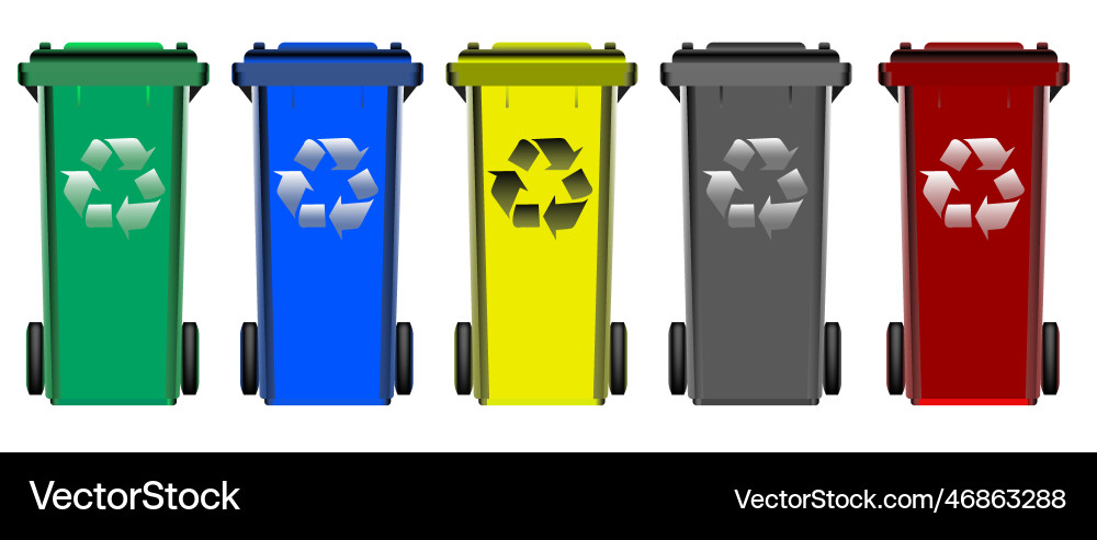 Garbage in trash cans with sorted Garbage in trash cans with sorted vector image