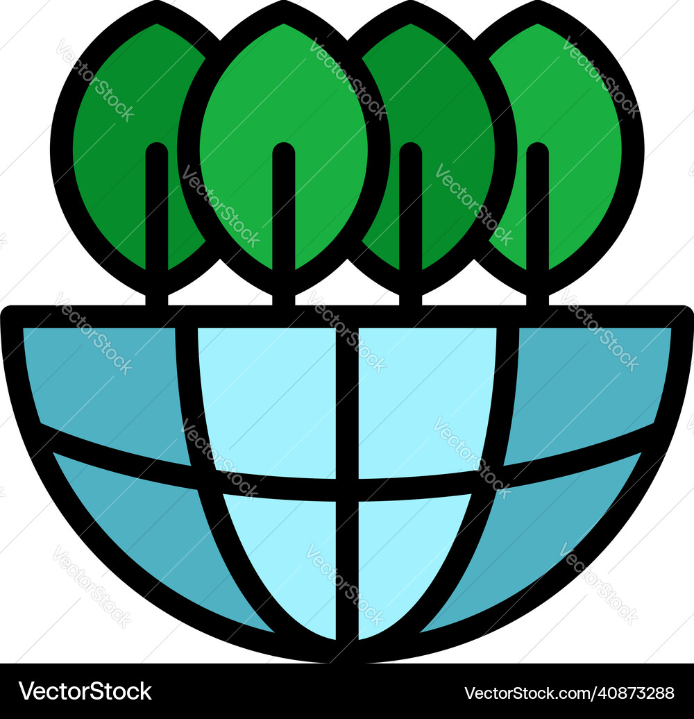 Globe trees icon color outline Globe trees icon color outline vector image