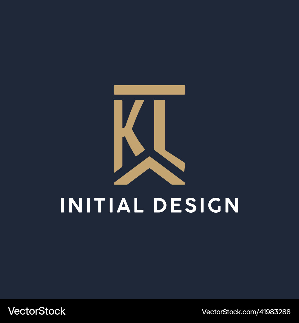 Kl initial monogram logo design in a rectangular Vector Image
