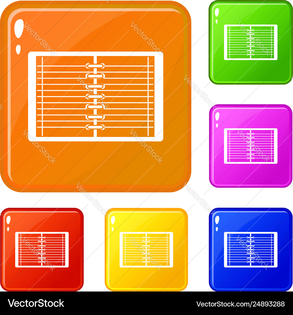 Open spiral lined notebook icons set color Open spiral lined notebook icons set color vector image
