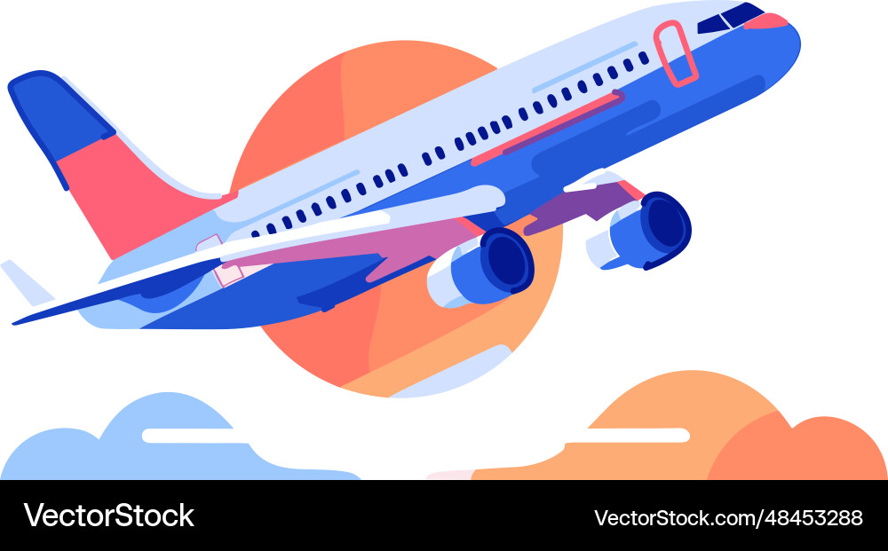 Plane is taking off in ux ui flat style Vector Image