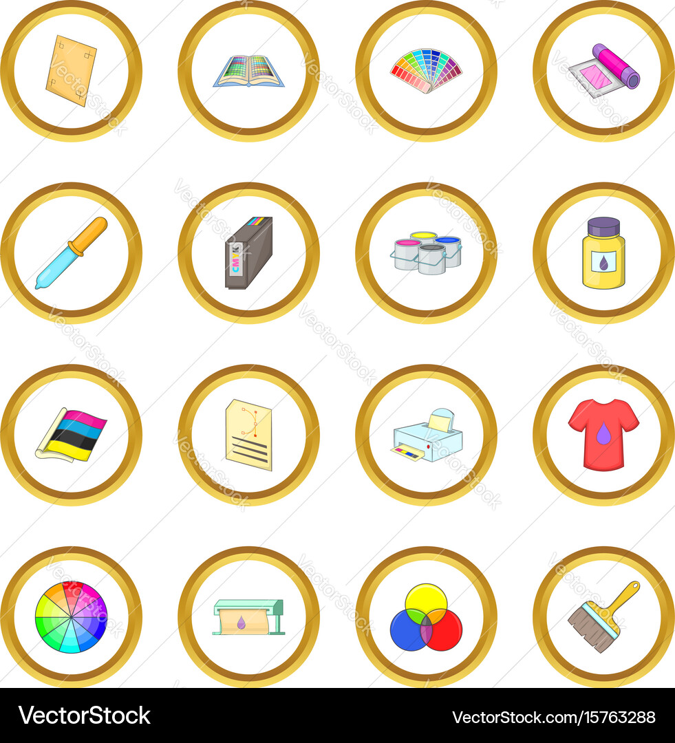 Print process icons circle Vector Image